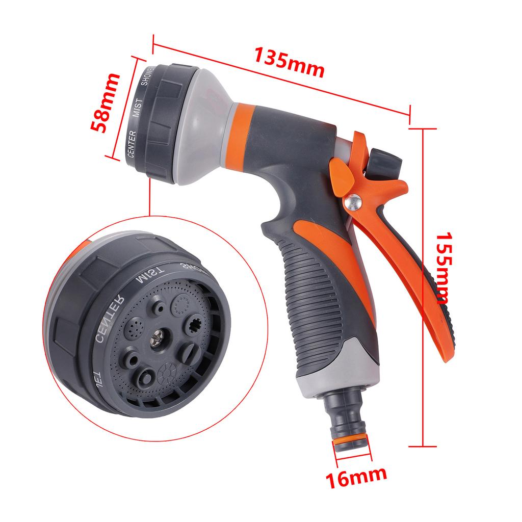 Garden Foam Water Gun 8 Modes High-Pressure Car Wash Sprinkler Adjustable Irrigation Watering Nozzle 1/2'' Pipe Quick Connector