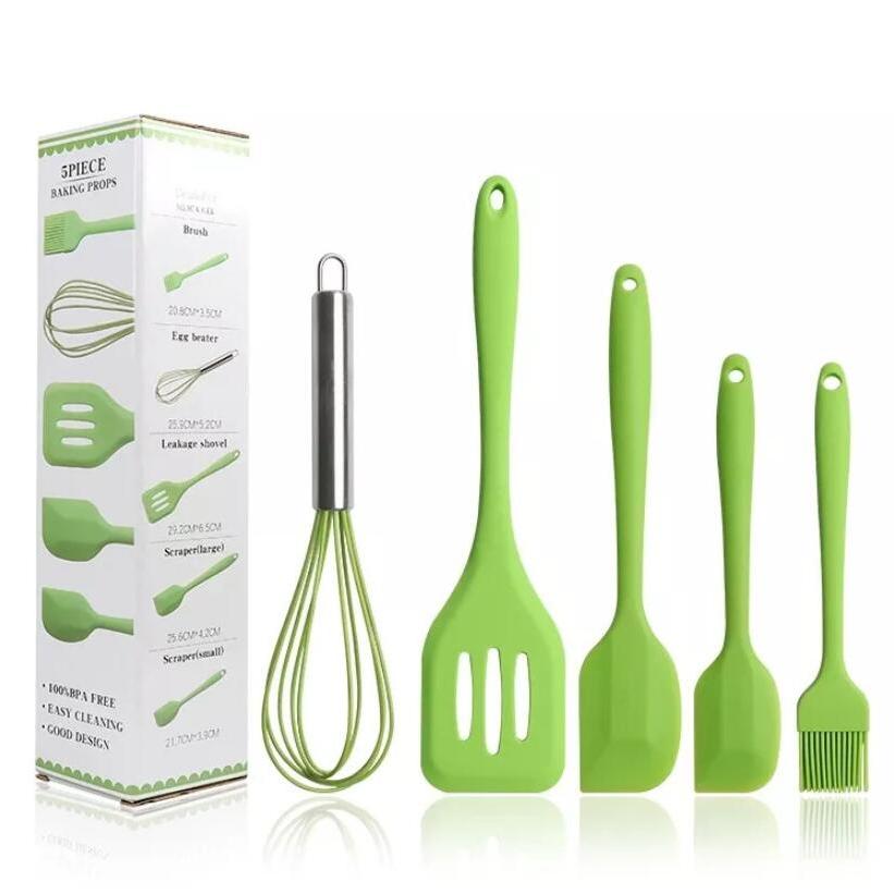 Silicone Kitchenware Cooking Utensils Set Non-stick Cookware Spatula Shovel Egg Beaters Wooden Handle Kitchen Cooking Tool Set