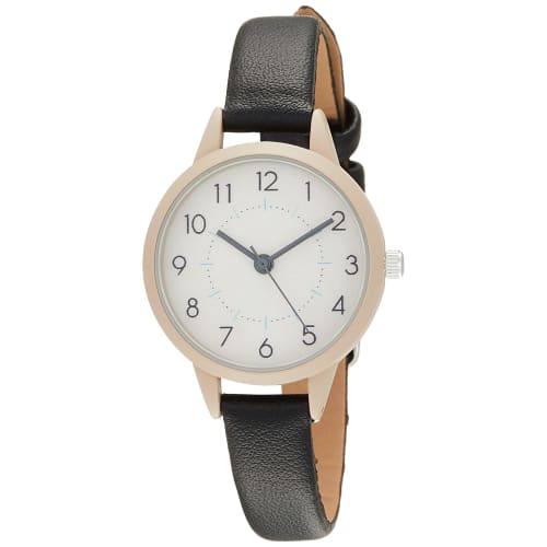 Fieldwork Analog Ruffle Watch with Nuanced Colors and Leather Strap, Women's, Black, ASS160-5