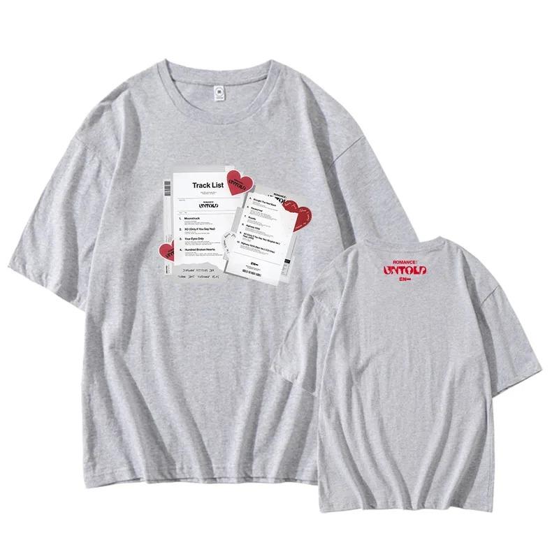2026 Enhypen Album UNTOLD Loose Cotton T-Shirt Summer Short Sleeve Round Neck Printed Casual Top for Teenagers Daily Wear