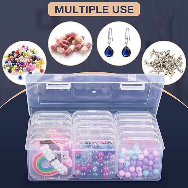 Storage Organizer Box Set 12/14/15/24/30Pcs Small Clear Plastic Bead Storage Containers For Small Items Crafts Jewelry