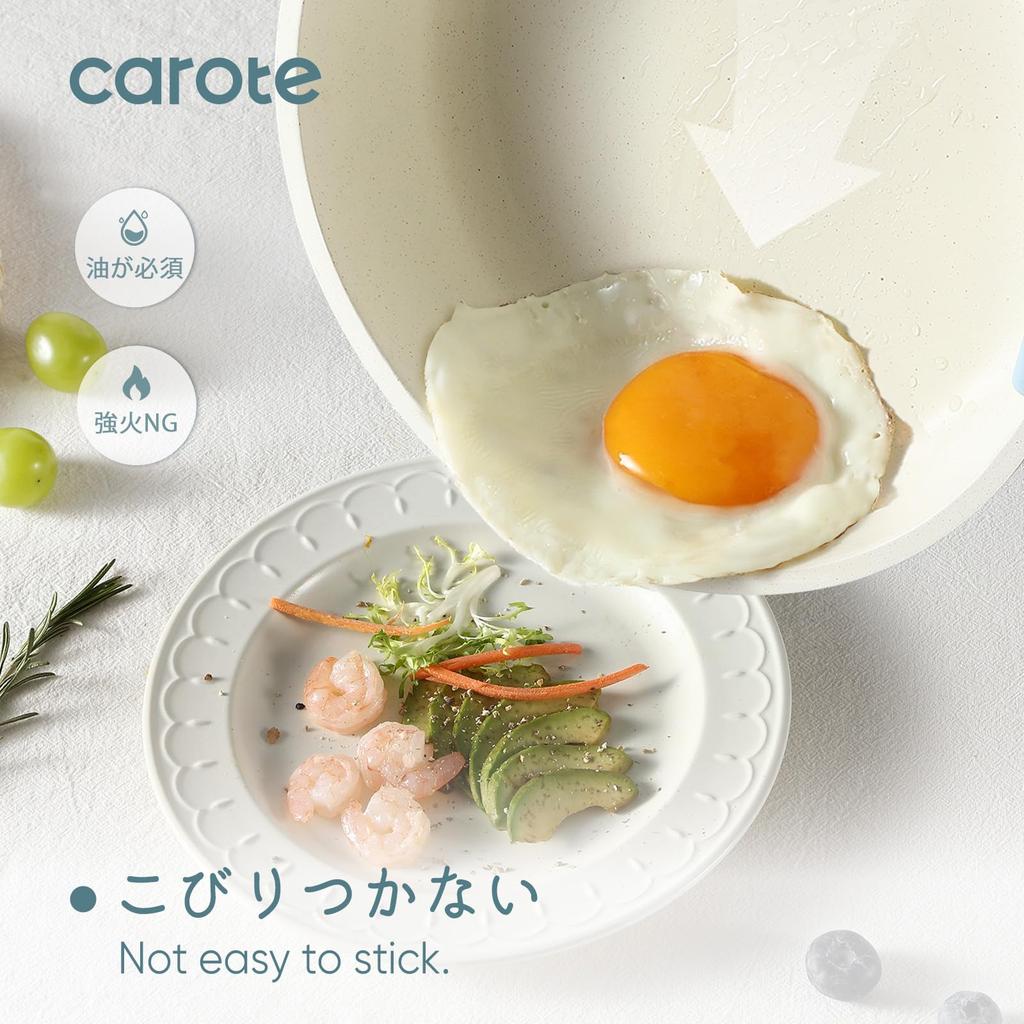 CAROTE Frying Pan Induction and Gas Free of PFOA and Other Harmful Removable Marble Easy To Light Blue 15-Piece Set, Compatible, Substances, 5-Layer