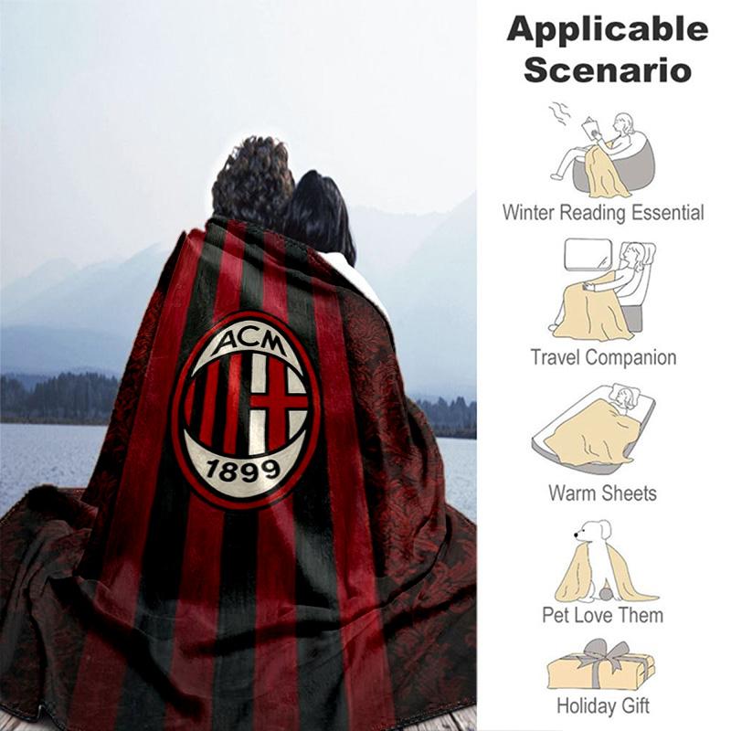 Ac Milan Football Club Logo Blanket Soft And Comfortable Camping Trip Air Conditioning Blanket Sheet Office Rest Blanket