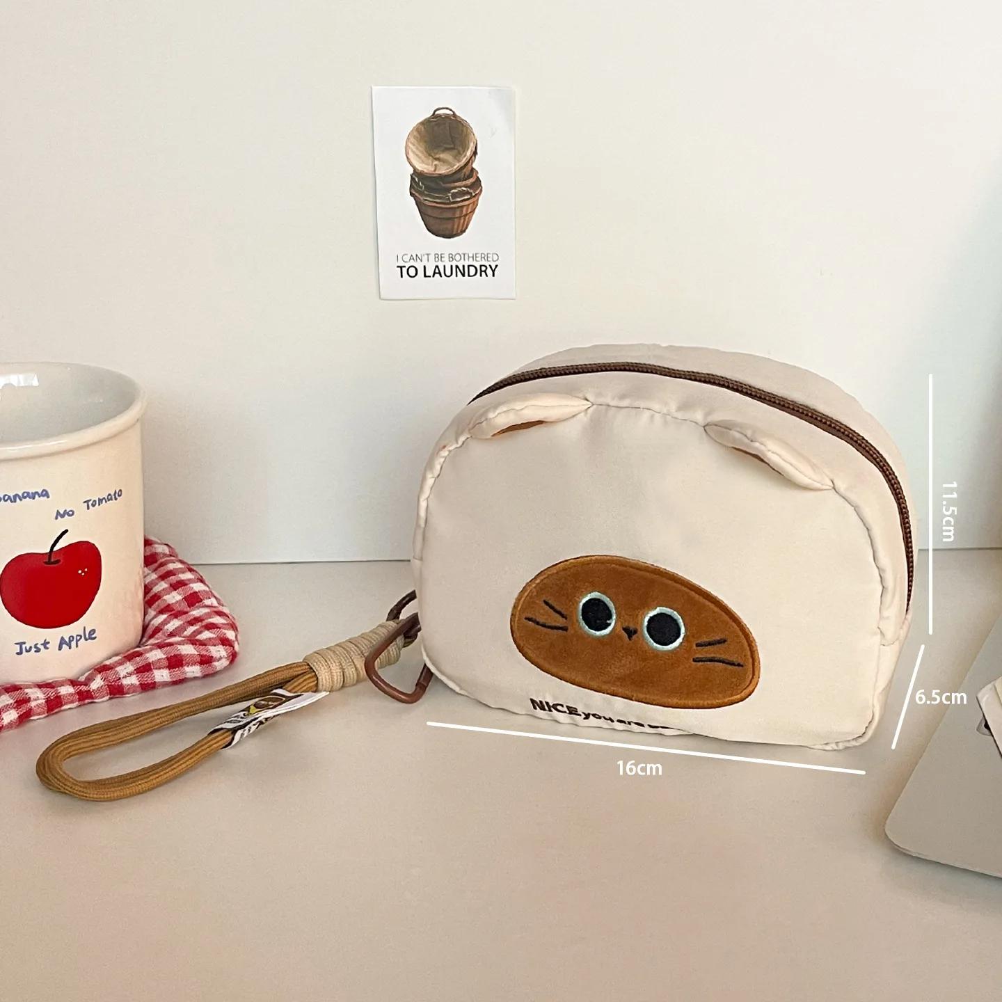 

Portable Mini Cartoon Cat Makeup Bag Travel Toiletry Bag Handheld Storage Pouch Antibacterial Student Dormitory Handbag