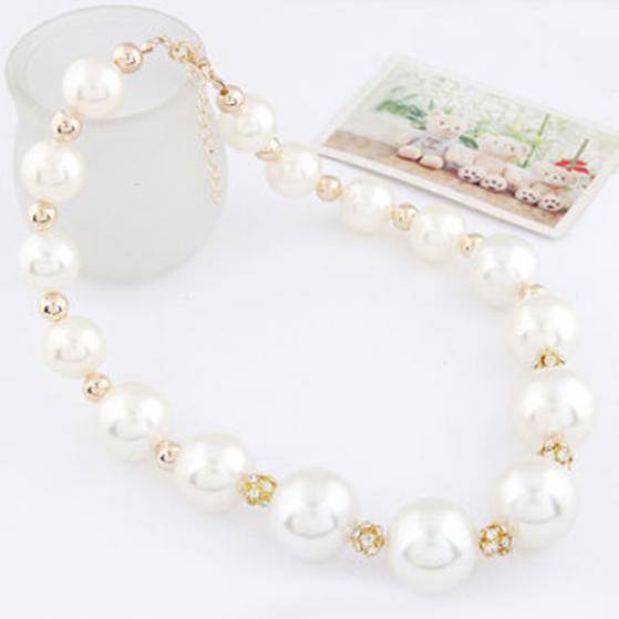 Wunderschöne, luxuriöse Damen-Halskette mit großer Kunstperle und Strass-Latz-Statement-Kette