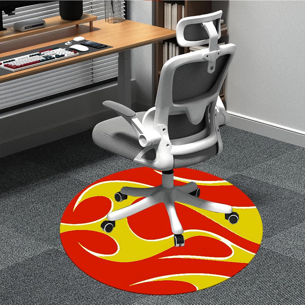 1pc Flame Wave Office Round Area Rug,  Mat Suitable For Office, Under Office Chairs Bedroom Living Room Home Decor, Room Deco