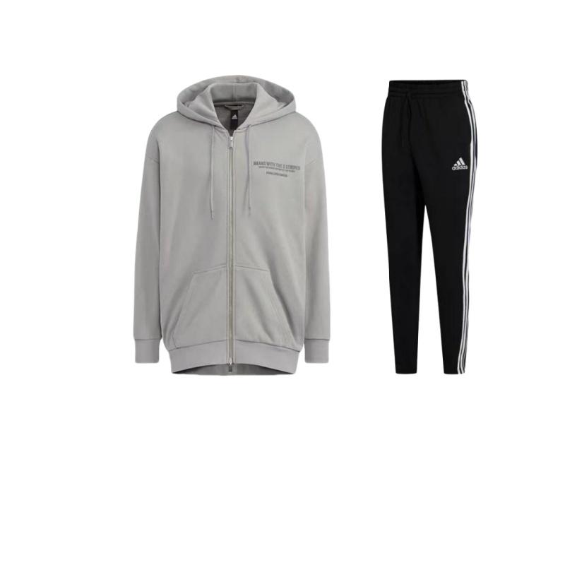 

Adidas Толстовка с капюшоном и длинным рукавом с принтом в виде букв, удобные полосатые брюки, повседневный спортивный костюм для мужчин, толстовка и брюки GK8995+-HZ7027 M