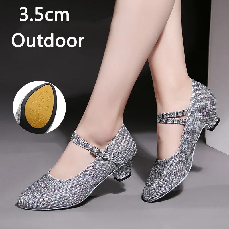 Tênis de Salão Sapatos de Dança Latina para Interior/Exterior Feminino Sola Macia Sapatos de Dança Dedos Fechados para Dança Moderna Jazz Tango