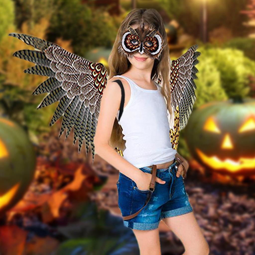 Wings Owl Costume Teens Halloween Bird Cosplay Set Funny Owl Masque Wing Costume For Carnival Performance Party Theater