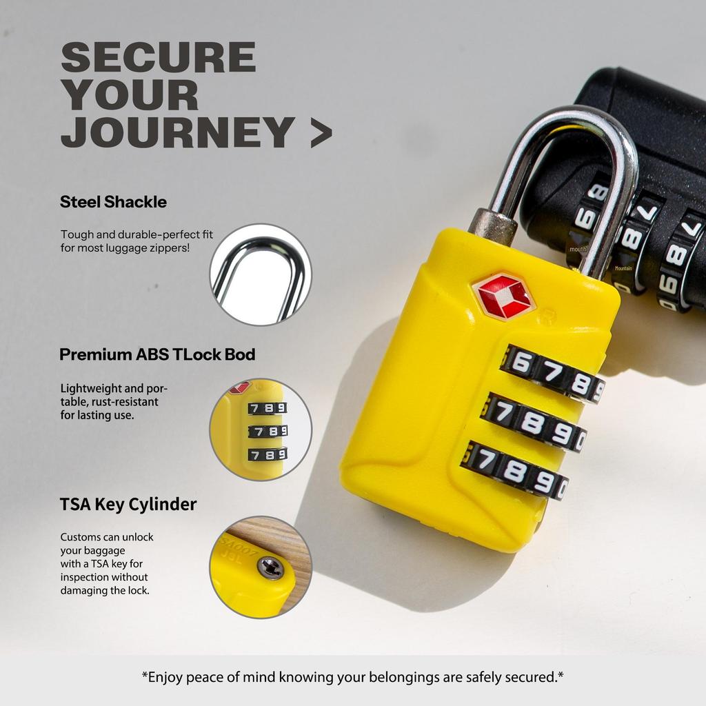 TSA Approved Zipper Password Padlock for Suitcases, Gym Cabinets, and Bags