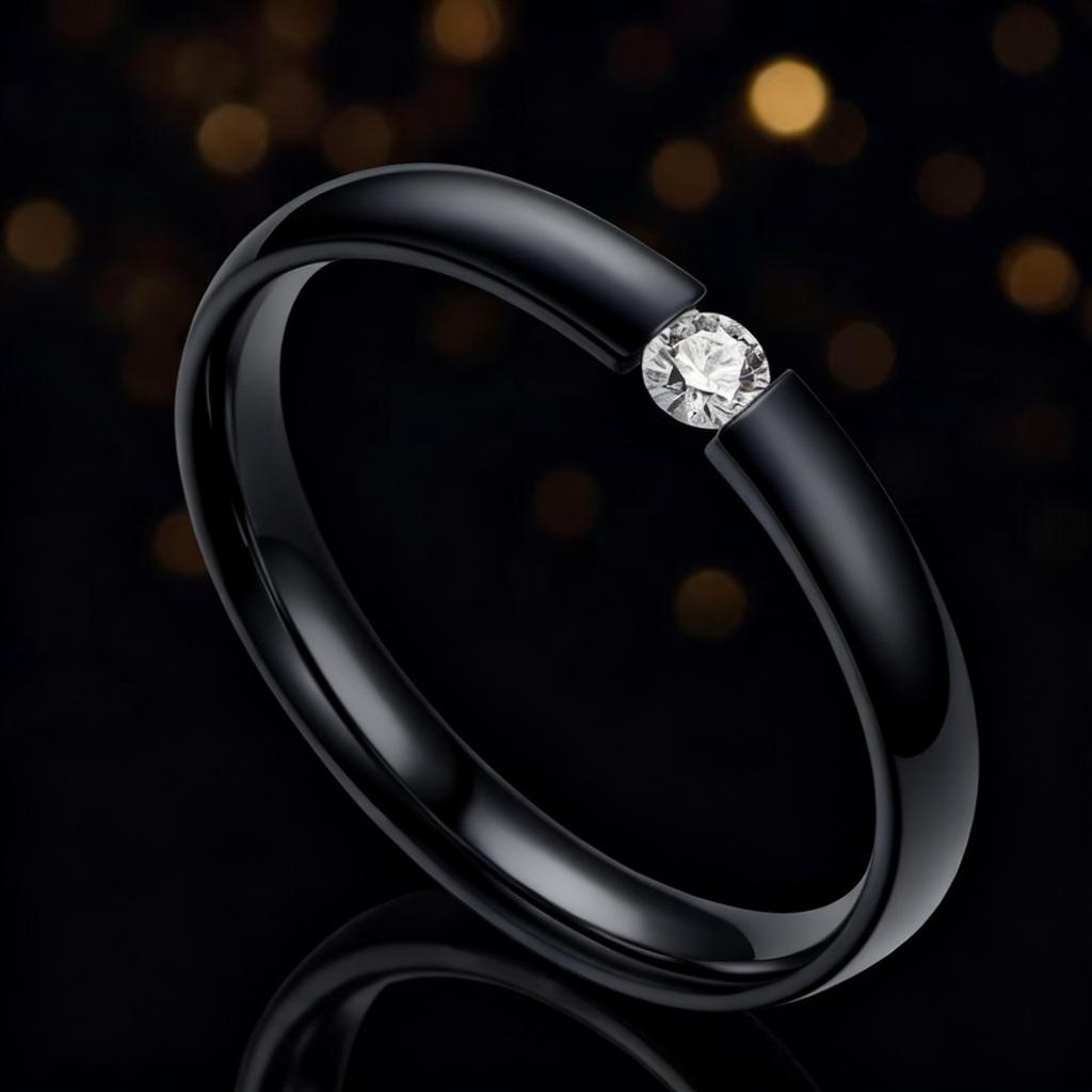 Bague en Acier Inoxydable pour Femme Luxe Léger Bague de Niche Sans Couleur Incrustée de Diamants Zirconium Bijoux en Acier Titane