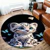 1PC Snow Leopard Round Chair Mat Area Rug - Non-Slip, Floor Mat for Office, Bedroom, Home Decor Christmas Gift C0528085