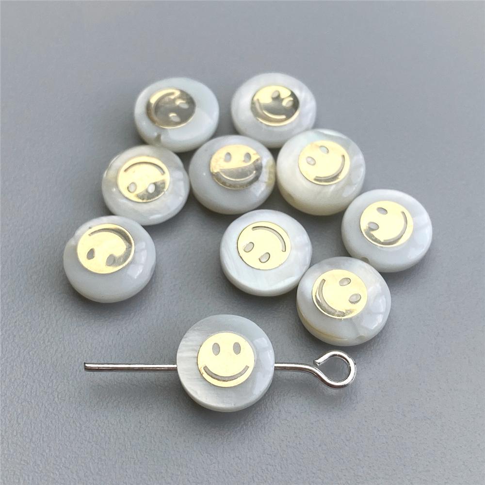 Shell Bronzing Moon Star Hearts Bead Charm Round White Freshwater Pearl of Shell Bead for Jewelry Making Diy Necklace Accessory