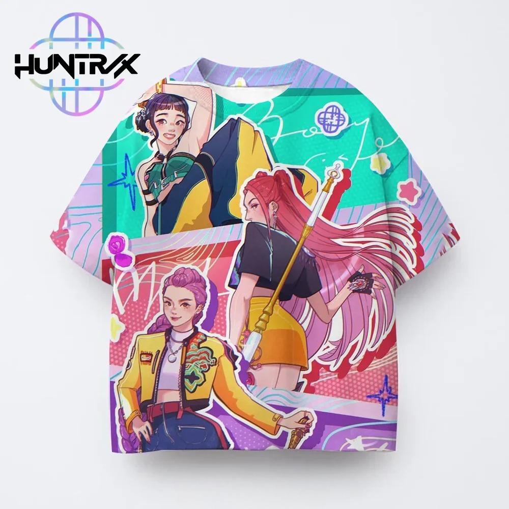 Kpop Demon Hunters Children 3D Print Boy T-shirt Street Casual Harajuku Animation Girl Group Short-sleeve Clothing Top Summer