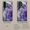 Fantasy Purple Pattern Glass Phone Case Suitable for Samsung Galaxy S26 S25 S24 S23 S22 S20 FE Ultra Plus Anti Drop Back Cover