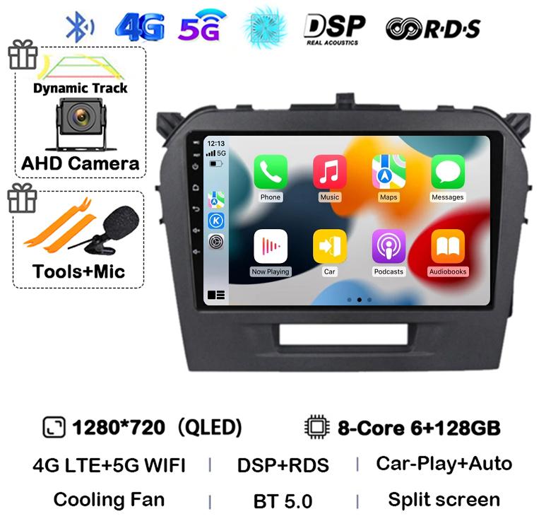 Android 14 Carplay Auto WIFI+4G For Suzuki Vitara 4 2017 2018 2019 2020 2021 2022 Car Radio Stereo Multimedia GPS Video Player