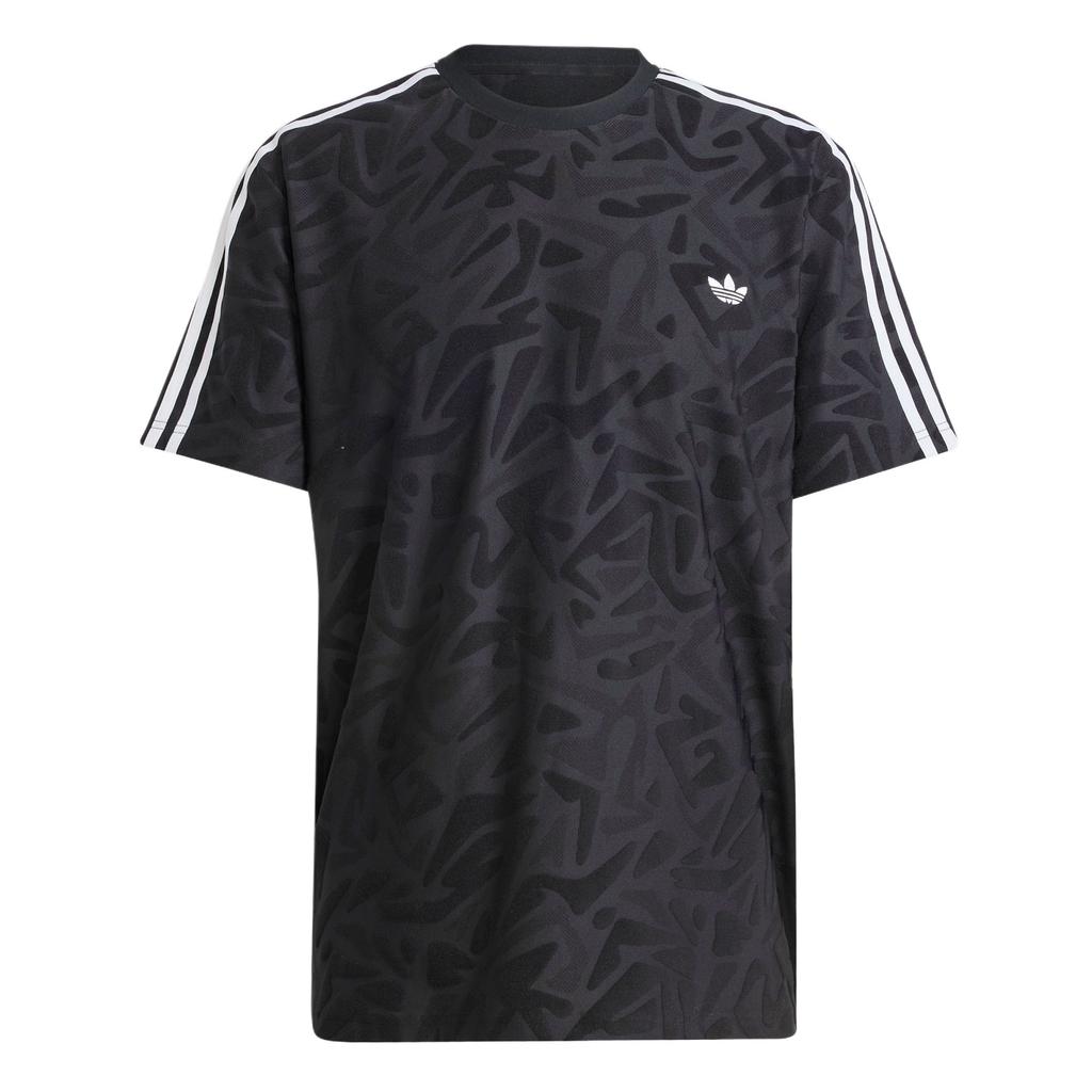 Adidas Originals Premium Jersey Breathable All-Over Print Loose Short Sleeve T-Shirt Men Tops Black IZ4858