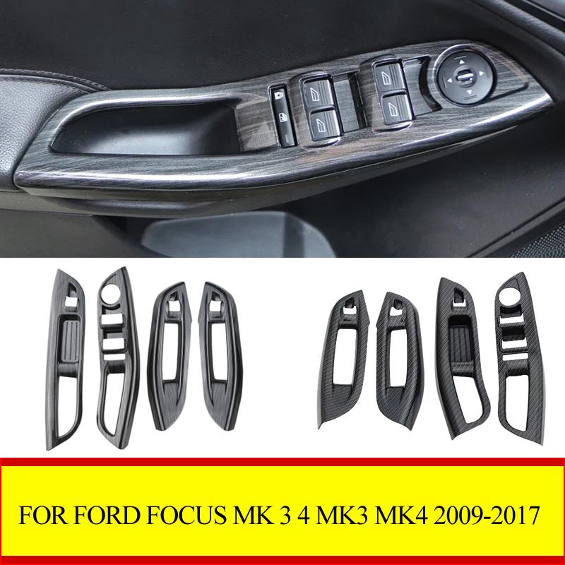 UZYJ9 Car Window Lifter Panel Frame Decoration Cover Trim Sticker For Ford Focus MK 3 4 MK3 MK4 2009-2017 LHD Accessories