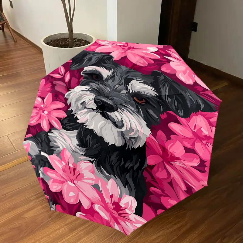 1PC Dog Flowers Automatic Open/Close Umbrella Compact Folding Umbrella with 8-Rib Shaft Lightweight Esign, Highquality Fabric1179A