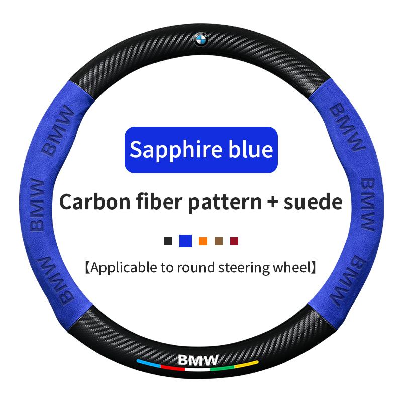AXLUY1 For BMW M Power X3 X4 X5 X7 E36 E39 E46 E60 E65 E90 F10 F15 F20 F25 F30 G20 G30 G05 Car Carbon Fiber Suede Steering Wheel Cover