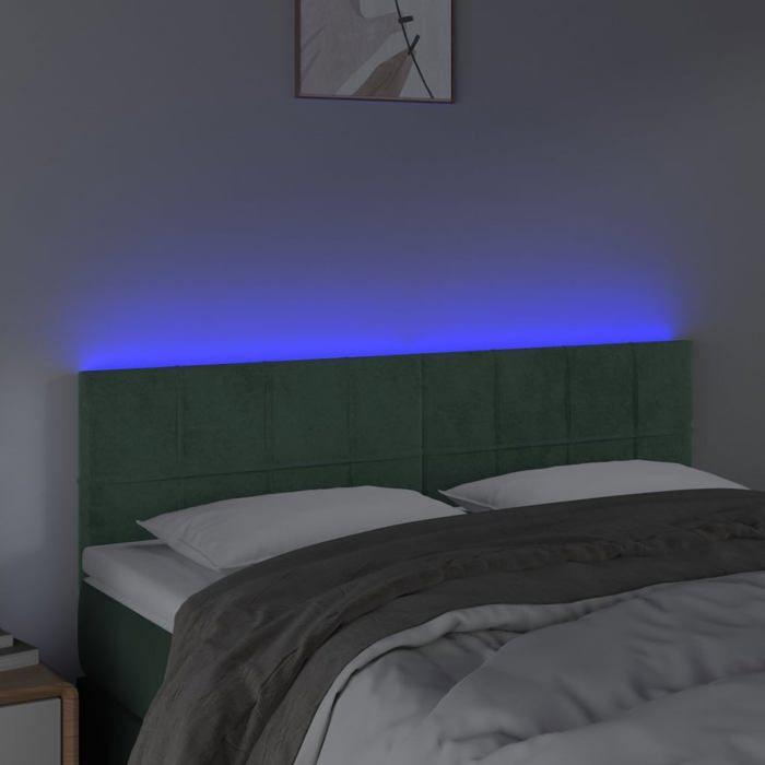 VidaXL LED Headboard Bedroom Furniture Double Bed Accessory Head of Bed Frame Interior Dark Green 3121663