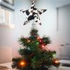Soft Fabric Star Tree Topper Plush Star Christmas Treetop Ornament with Milk Cow Pattern for Farmhouse Holiday Home Decor