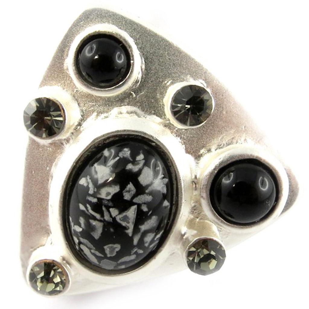 Dolce Vita [F9140] - Silver Black 'Creativity' Designer Ring