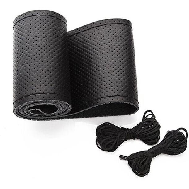 Universal Leather Car Steering Wheel Stitch On Wrap Cover DIY Sewing Breath
