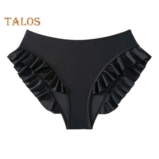 

Женские плавки с высокой талией, оборками, плавки бикини с утягивающим эффектом, быстросохнущие купальники, пляжная одежда L