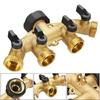 Brass 4 Way Hose Splitter for Outdoor Watering High Flowing Support Multiple Hose Connection Simultaneously Supplies