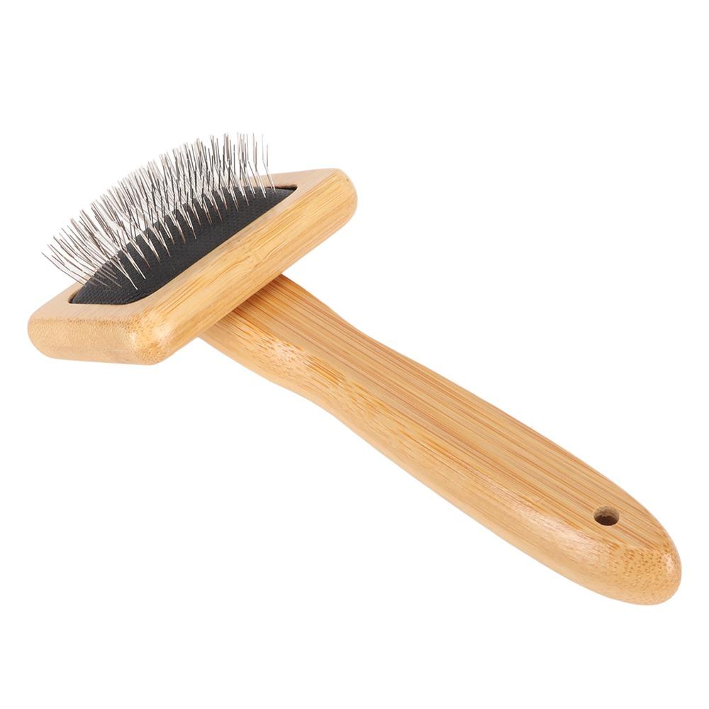 Fine Polished Bristles Pet Slicker Brush Wooden Handle Fringe Comb Durable Cleaning Brush For Dogs