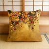 Gustav Klimt Style Floral Pillow Cover Golden Art Print Boho Vintage Cushion Case For Sofa Bed Couch Elegant Artistic Home Decor