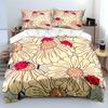 Ladybugs And Daisy Illustration Bedding Set For Kids Luxury Gift 3Pcs Digital Print Comforter Set Soft Comfortable Breathable