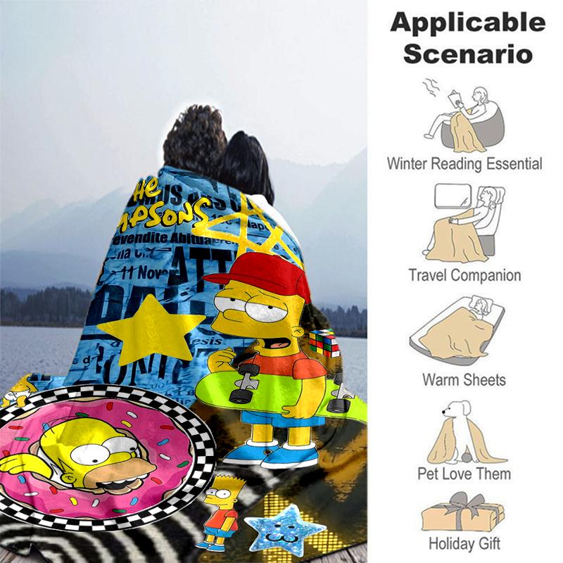 1Pc Simpsons Party Poster Blanket Soft And Comfortable Casual Warm Camping Travel Christmas Halloween Gift M921851