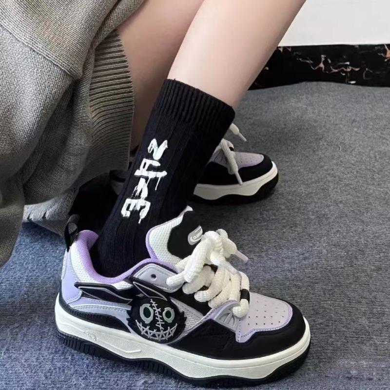 Autumn New Fashion Women Sneakers Cute Rabbit Patchwork Breathable Platform Shoes Designer Black Purple Ladies Footwear