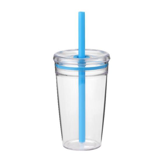 Water Cup with Lid And Straw 450ML BPA-Free Reusable Iced Coffee Cup Clear Plastic Drinkware for Tea Smoothies