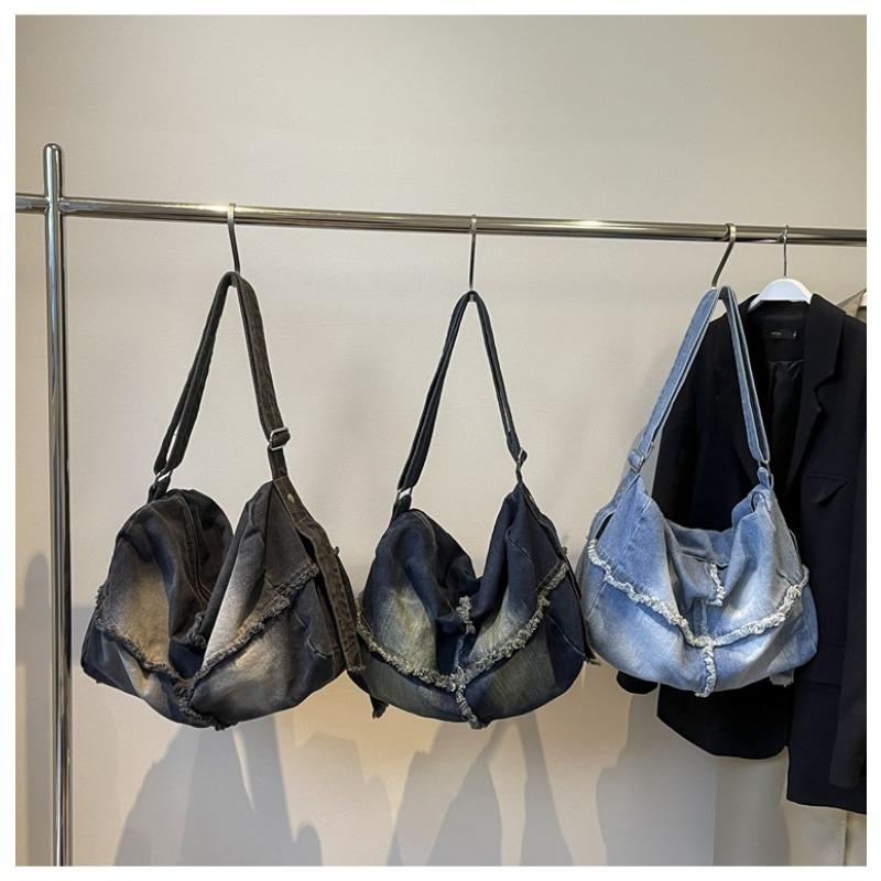 Large Capacity Denim Pillow Bag Women 2025 New Retro Casual Tote Bag