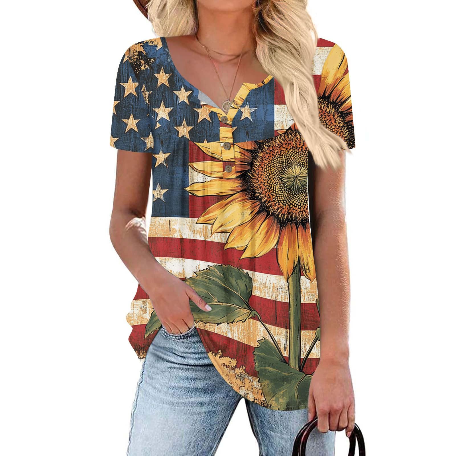 

Women Tunic Tops Dressy Casual Summer Short Sleeve Shirts Loose Fit Pleated Boho Top Independence Day S жовтий