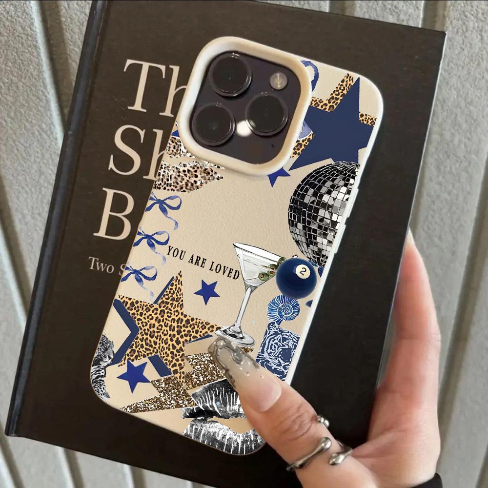 

INS Trendy Leopard Print Stars Lichee leather pattern Phone Case For Samsung S26 S25 S24 S23 S22 S21 S20 S10 Plus FE Ultra 4G 5G Samsung S24 Plus 5G
