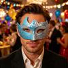 Men Half Face Mask with Elastic Band Vintage Glitter Half Face Guard Eye Mask Halloween Costume Masquerade Party Stage Performance Accessories