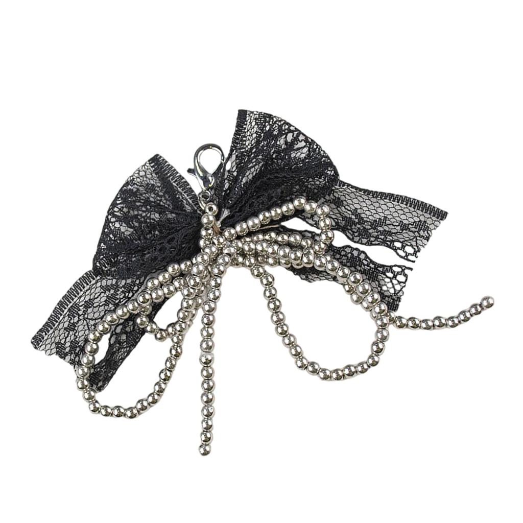 Fashionable Elegant Lace Bowknot Love Pearls Charm Keychain Craft Supplies for Women's Fashion Accessories Daily Use