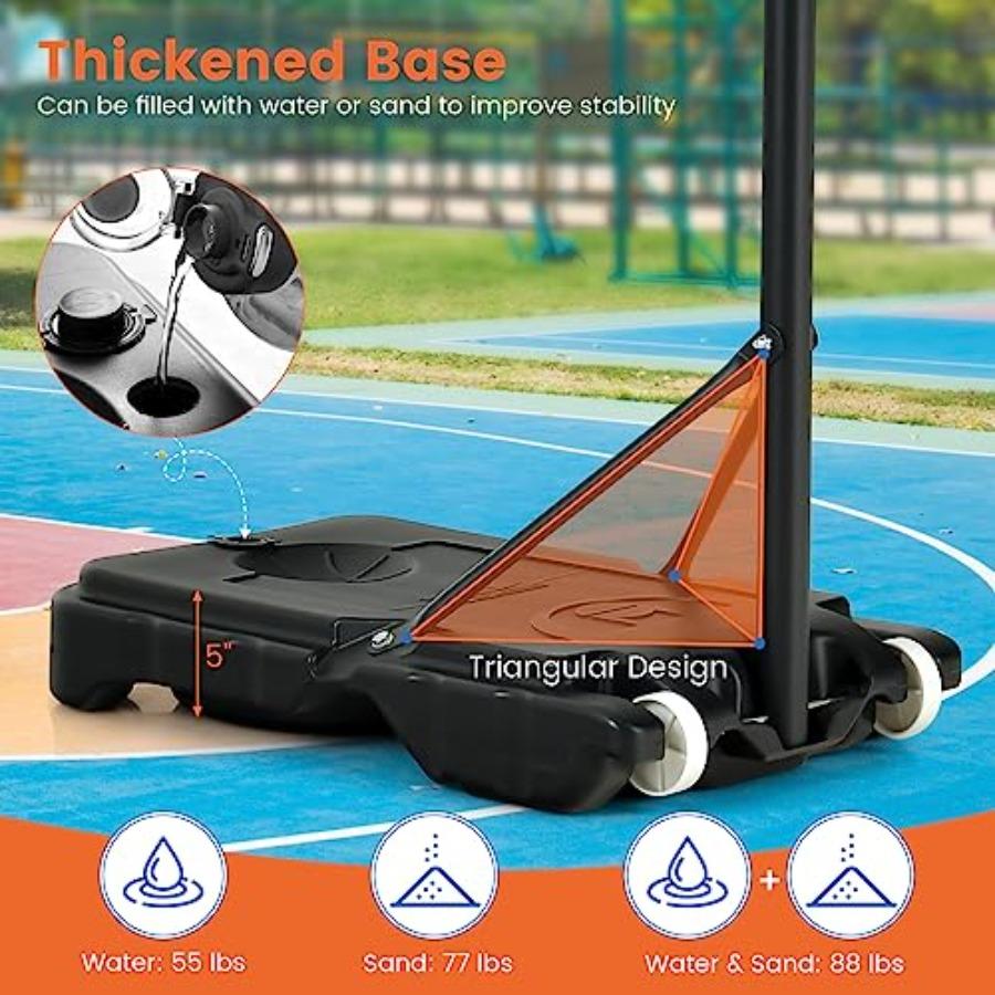 Adjustable Height Basketball Hoop System for Teens and Adults: 4.38.2 FT Height Range with Shatterproof Backboard AllWeather Du