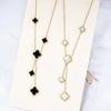 Four Leaf Grass Necklace Collar Chain Light Luxury Tassel Pendant Advanced Jewelry