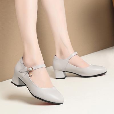 Ein-Schnallen-Arbeitsschuhe Damen weiße Lederschuhe Krankenschwester professionelle Einzel-Schuhe weiche Sohle bequeme Damenschuhe sind nicht müde
