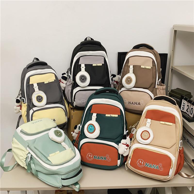 Студенческий школьный рюкзак женский цветной блок рюкзак мужской большой емкости — фото 8