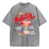 Oversized Women Washed T-Shirts The Manhattan Cherry Cocktail Printed Tee Shirts Distressed Crewneck Cotton Tees Fashion Clothes