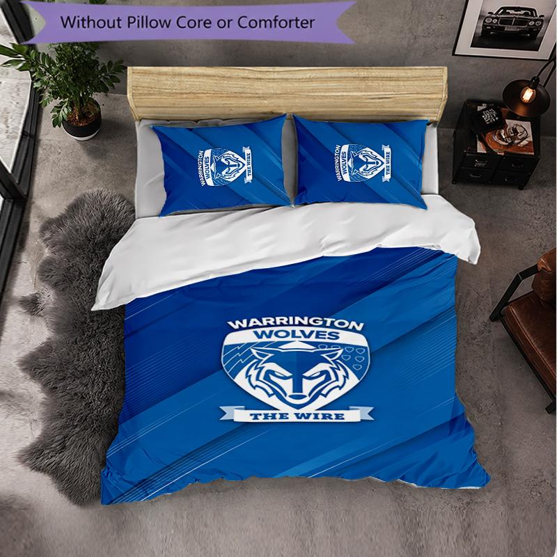 Set Biancheria da Letto 3 Pezzi in Microfibra con Motivo Warrington Wolves Copripiumino Decorativo per Camera da Letto Uso Domestico