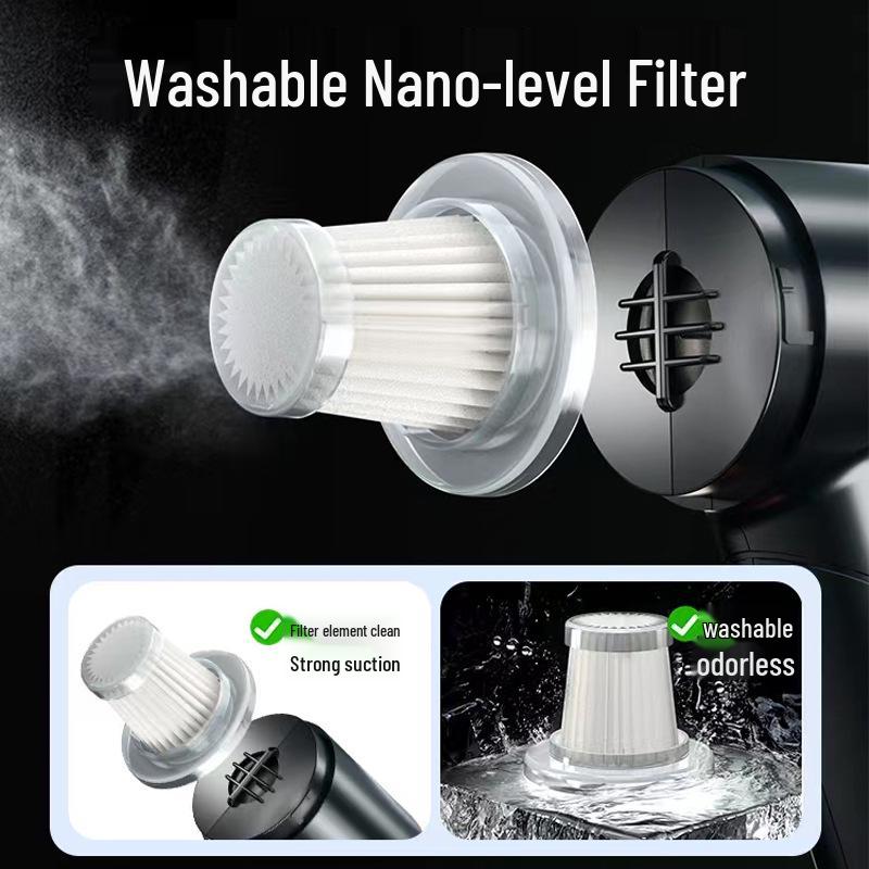 High-Power Handheld Vacuum Cleaner: Multi-Function, Rechargeable, Blowing & Suction, with Light, for Car Cleaning.