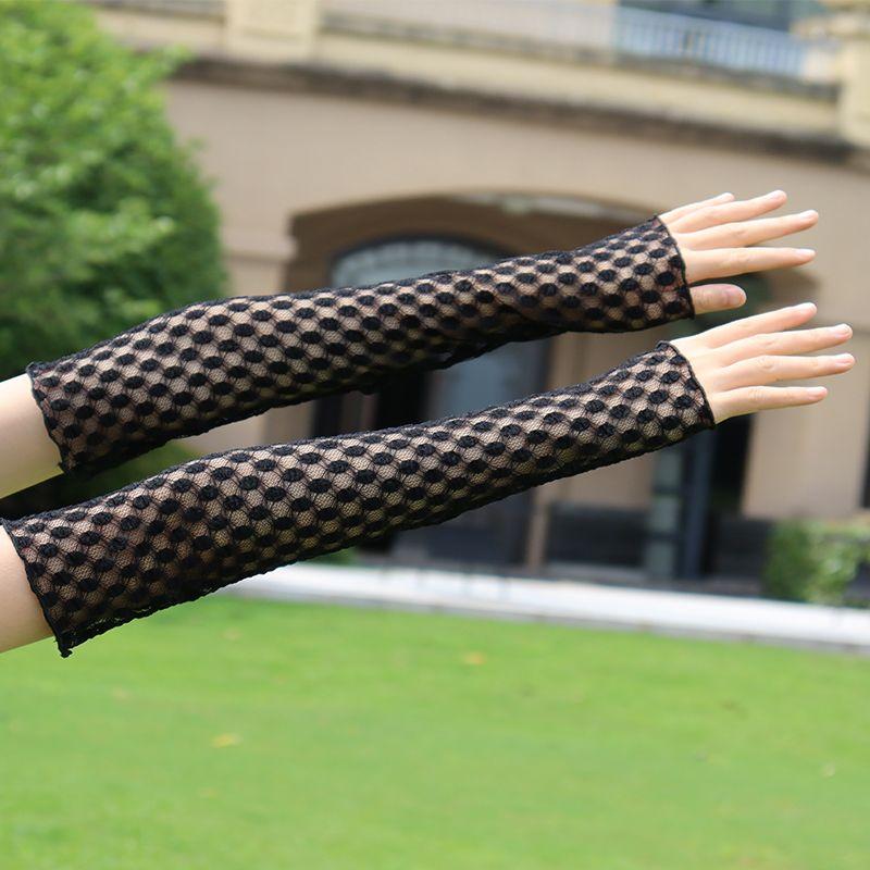 

Summer New Sunscreen Gloves Women s Thin Lace Oversleeves Arm Protection Arm Sleeve Elastic Breathable Driving Sunshade Black One size