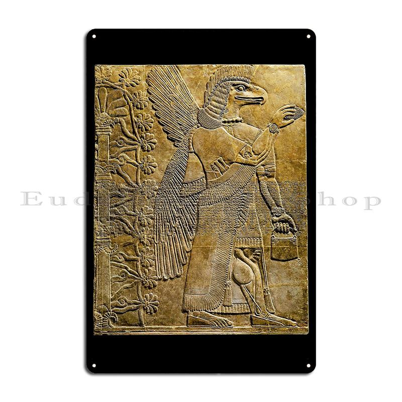 Anunnaki Those Who From The Heavens Came Sumerian Tablet Code of Hammurabi & Utu Metal Cave Funny Wall Decor Tin Sign Poster